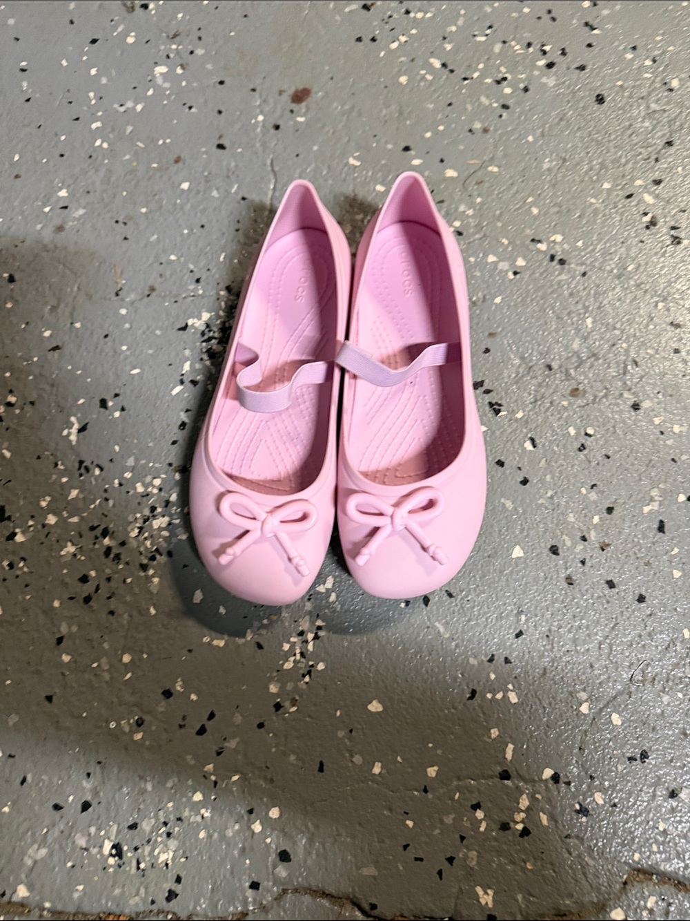 CROCS Kids Light Pink Ballet Flats with Bow